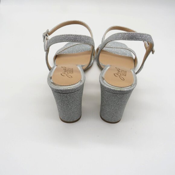 Badgley Mischka Womens Silver Glitter Block Heel Sandals Size 8 NEW - Picture 4 of 6
